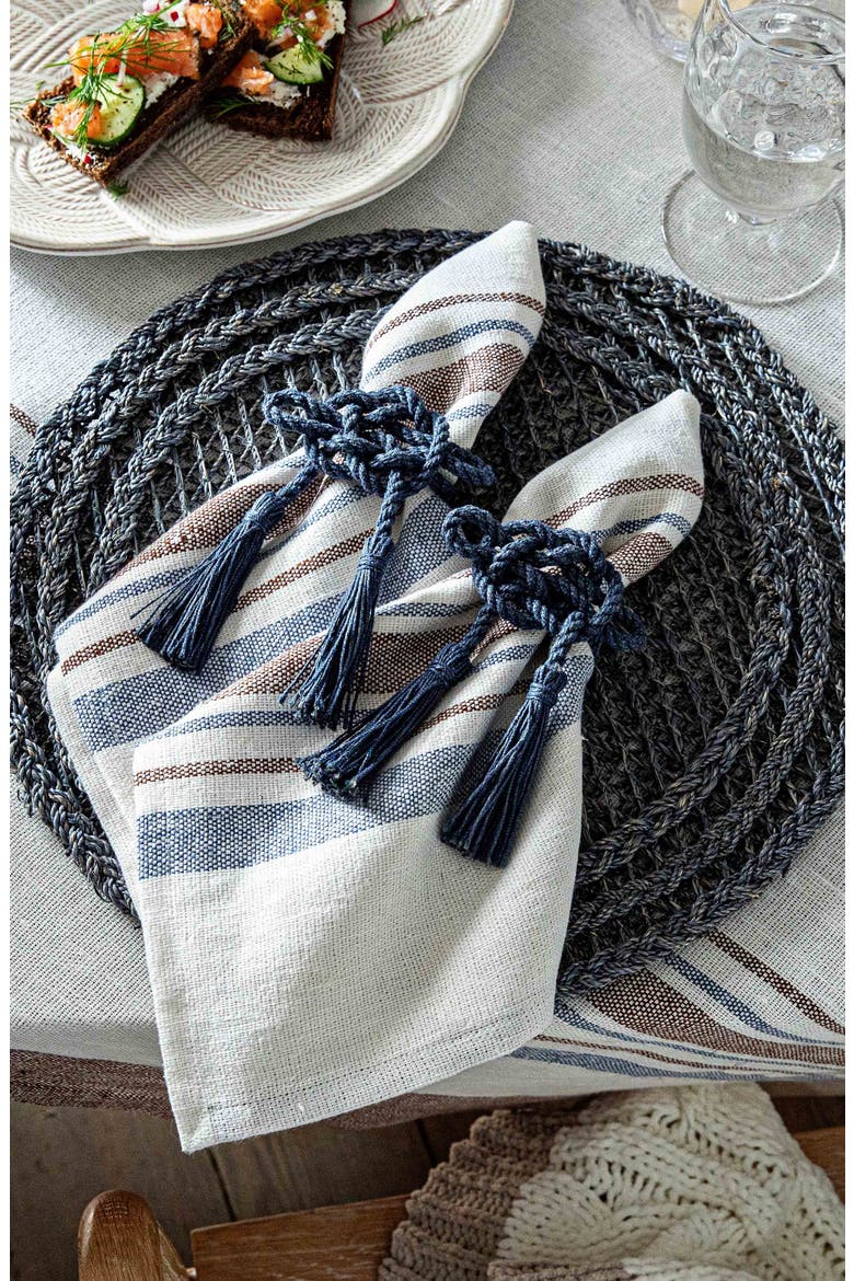 Mystic Knot Set of 4 Napkin Rings, Alternate, color, NAVY