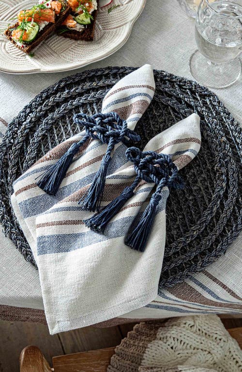 Juliska Mystic Knot Set Of 4 Napkin Rings In Blue