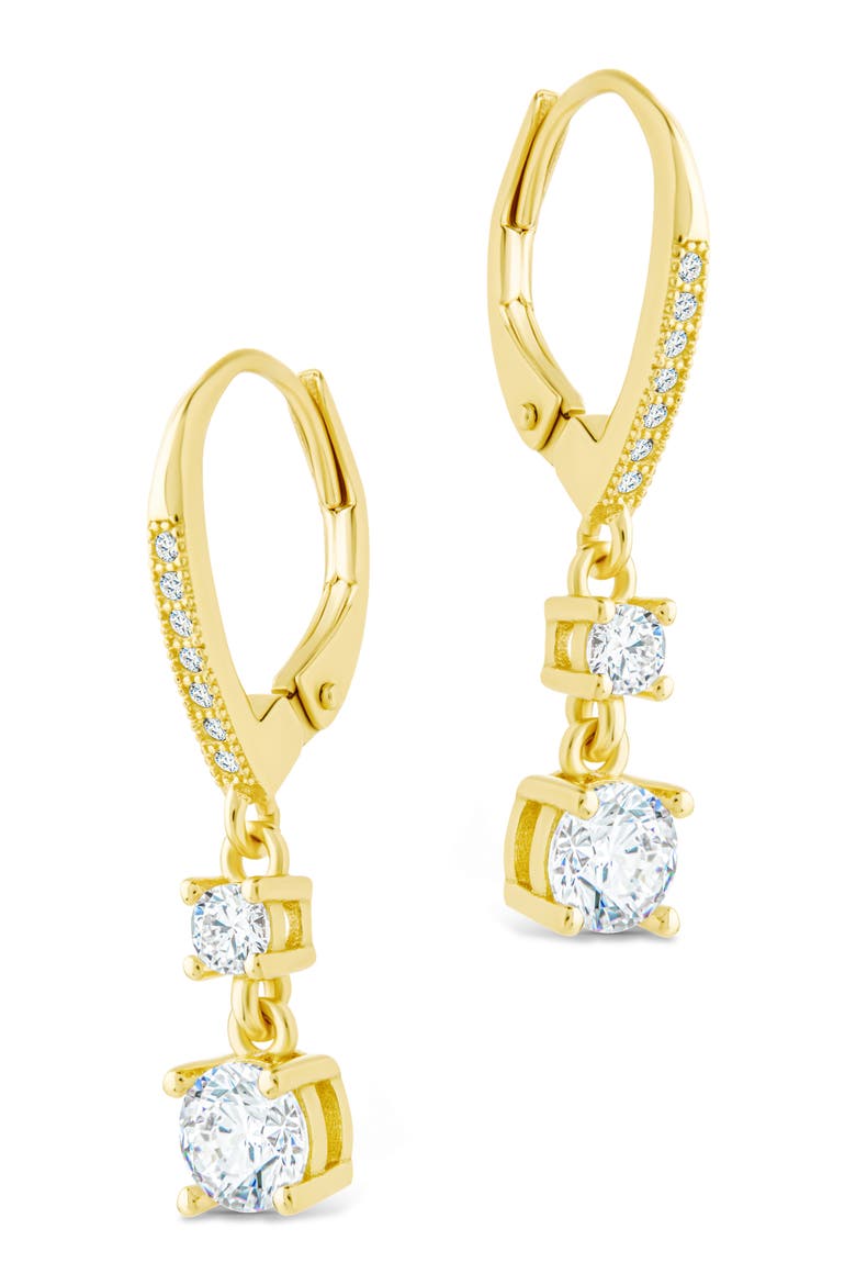 Magdalena Cubic Zirconia Drop Hoop Earrings, Alternate, color, GOLD