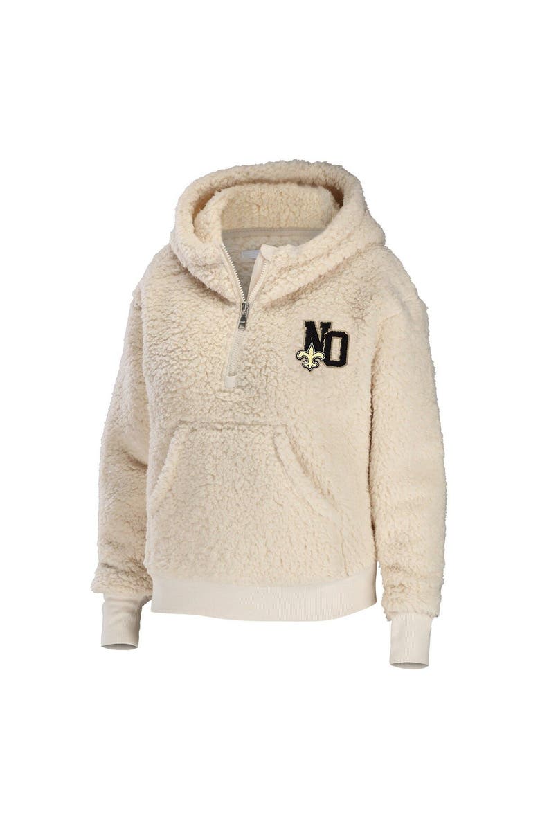 WEAR by Erin Andrews Women's WEAR by Erin Andrews Cream New Orleans Saints Sherpa Half-Zip Hoodie, Alternate, color, 