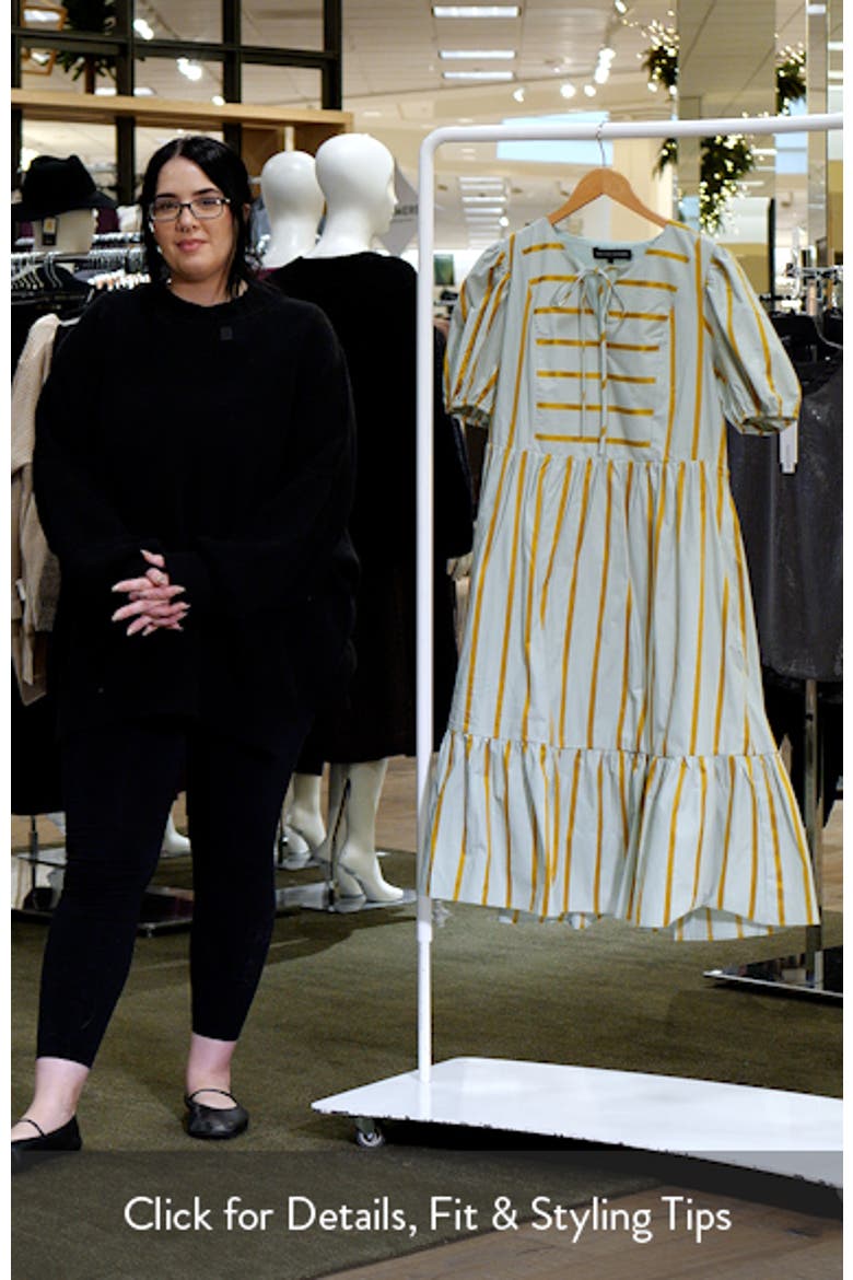 Stripe Puff Sleeve Midi Dress video