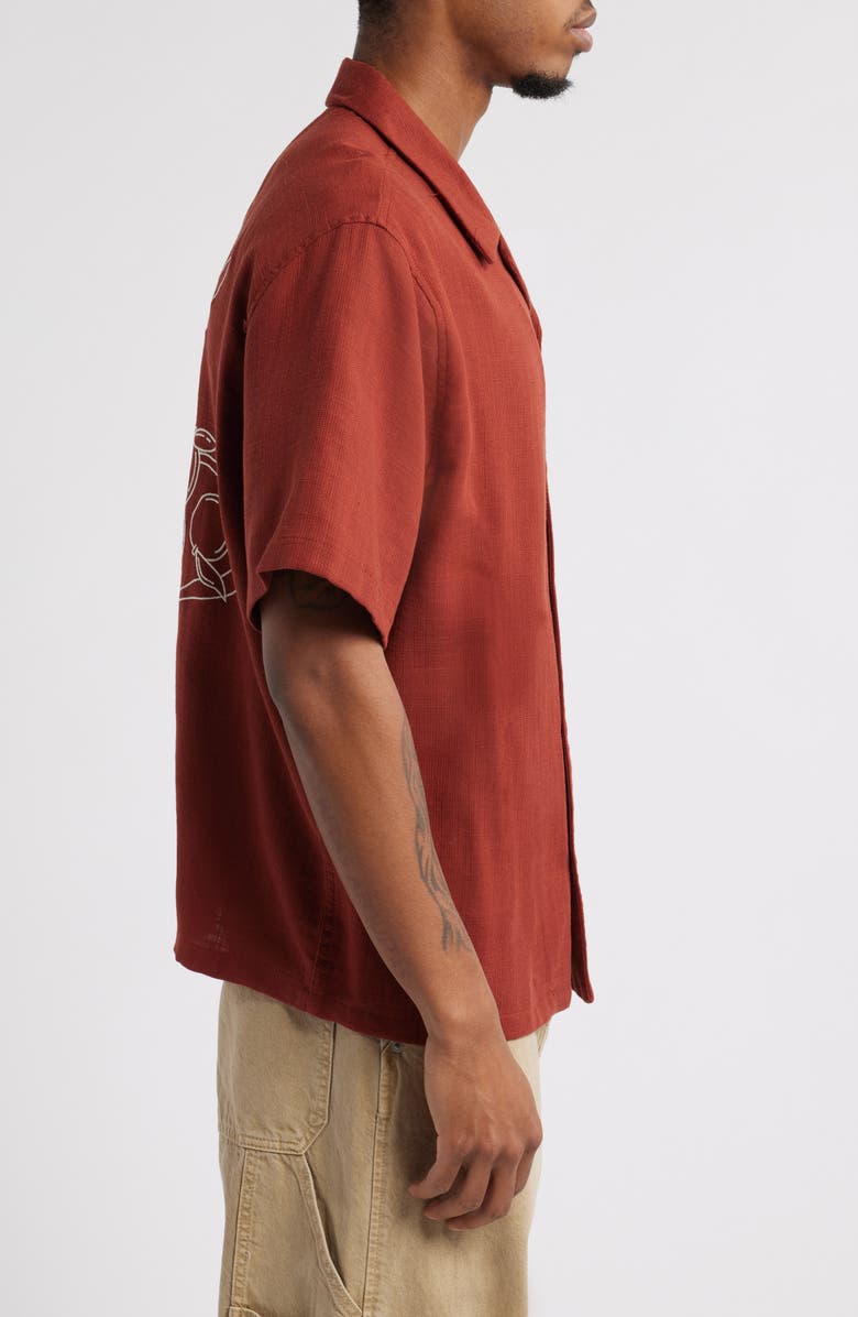 PacSun Oversize Embroidered Lucky You Camp Shirt, Alternate, color, 