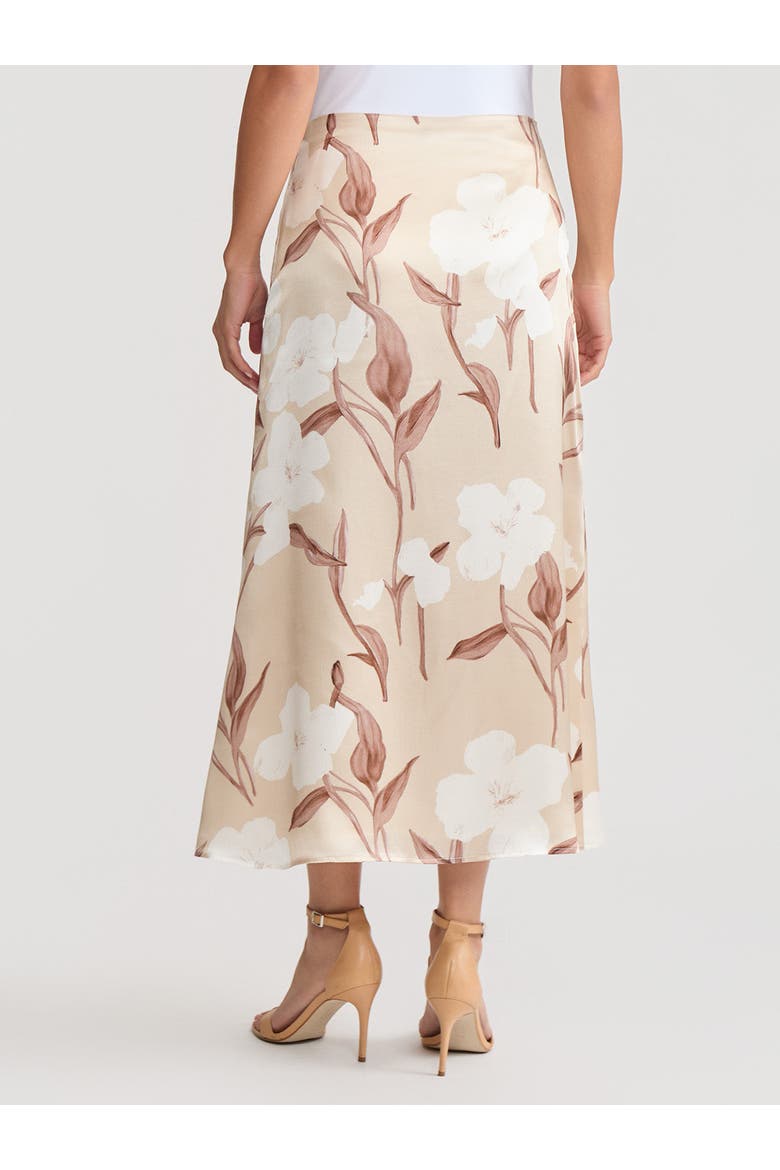 Flared Floral Print Silk Maxi Skirt, Alternate, color, Biscotti/Charmeuse