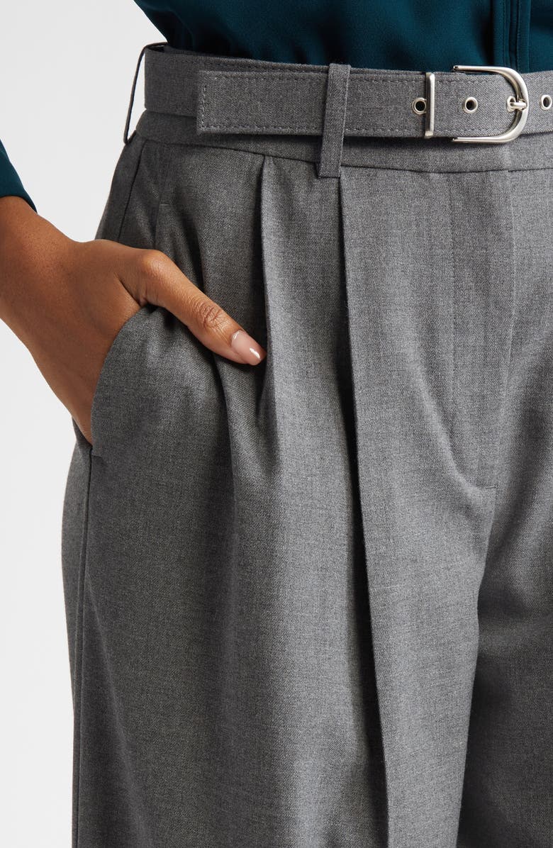 Reiss Freja Belted Wide Leg Pants, Alternate, color, Grey