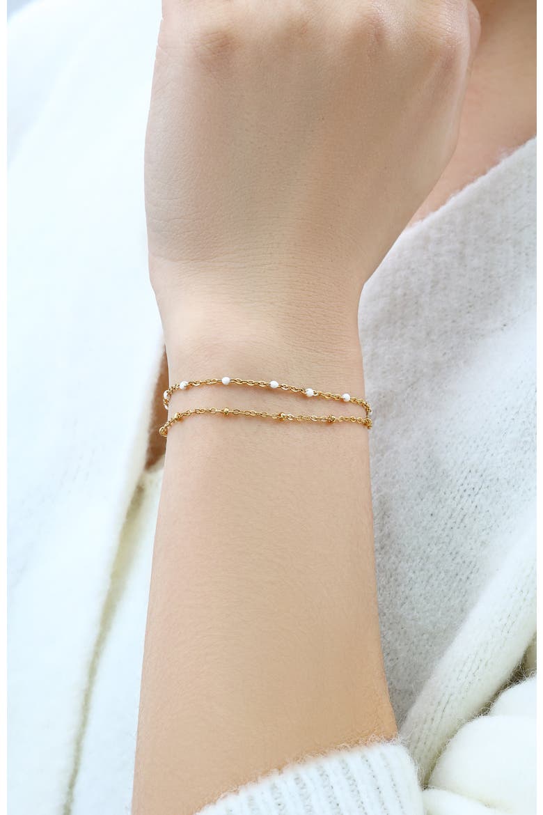 Dainty Double Chain Beaded Bracelet, Alternate, color, Gold
