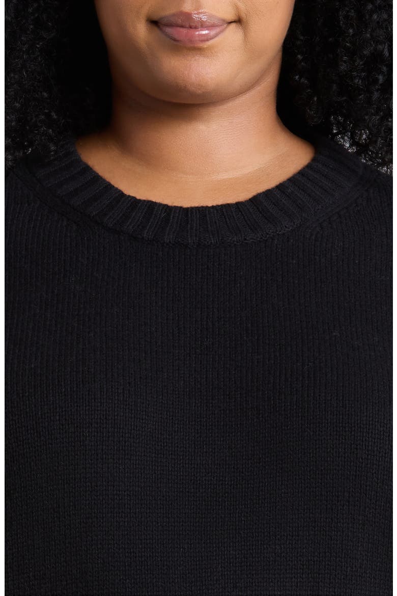 Cotton and Cashmere Crewneck Sweater, Alternate, color, BLACK