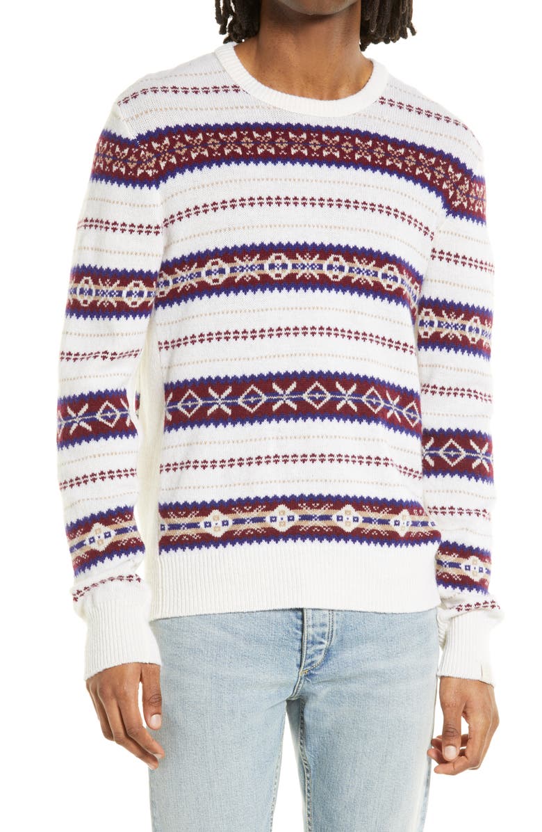 rag & bone Wesley Fair Isle Wool Crewneck Sweater, Main, color, Whtmlti