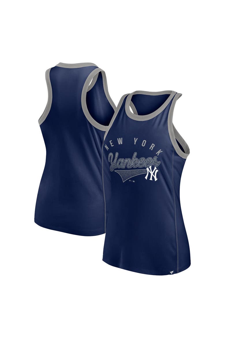 Women's Fanatics Navy New York Yankees Tailsweep Fashion Racerback Rhinestone Tank Top, Main, color, Navy