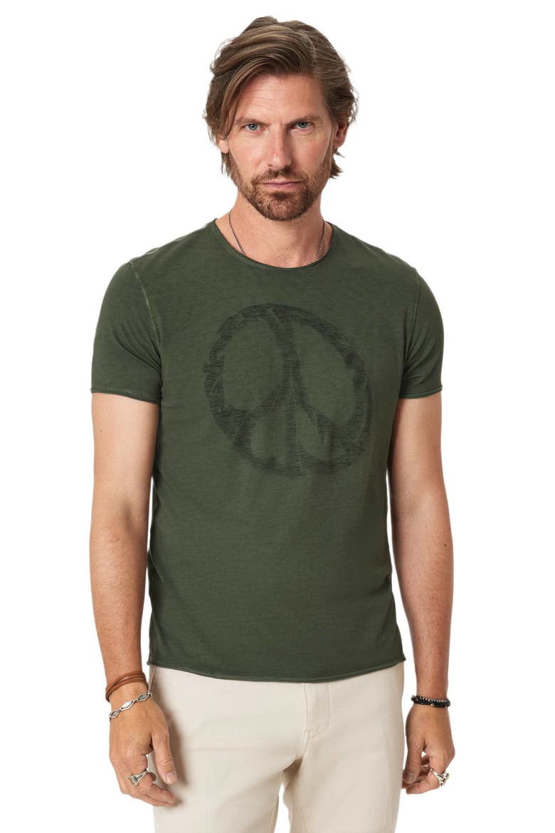Peace Maker Raw Edge Crewneck T-Shirt, Alternate, color, MOSS