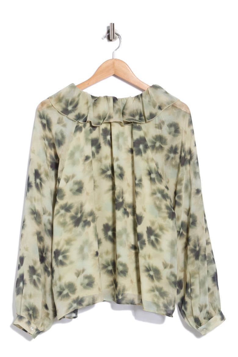 Ruffle Tie Neck Top, Alternate, color, MULTI GREEN FLORAL