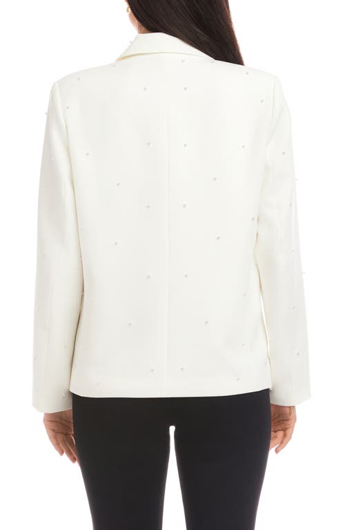 Karen Kane Faux Pearl Detail Blazer In White