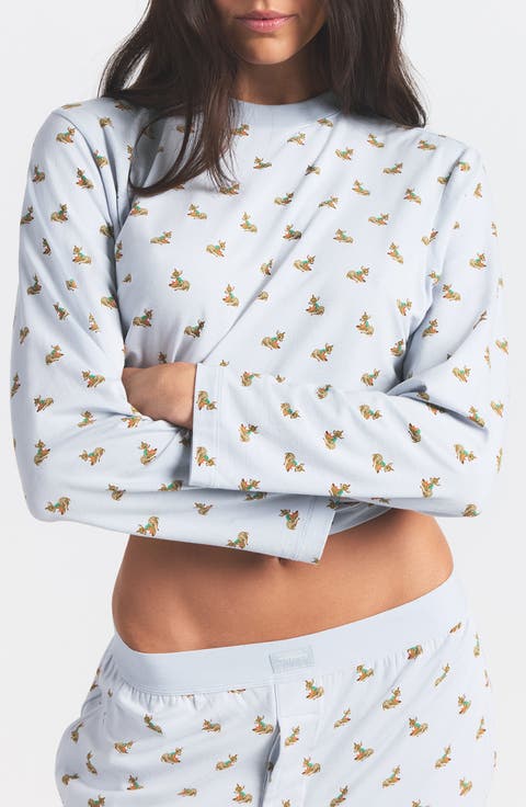 Boyfriend Long Sleeve T-Shirt & Loose Pants Pajamas (Regular & Plus)