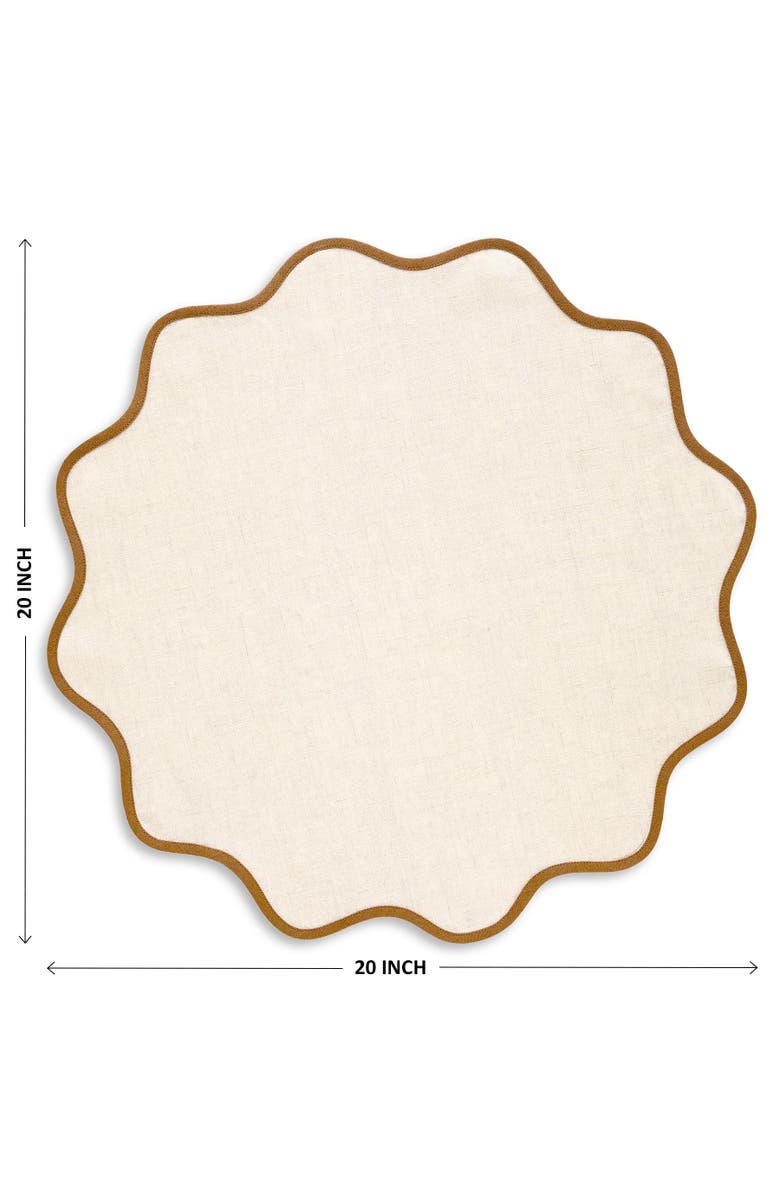 Solino Home Linen Dinner Napkins - Giselle Scallop Edge, 20" x 20" Inch, Alternate, color, Brown Sugar And Natural