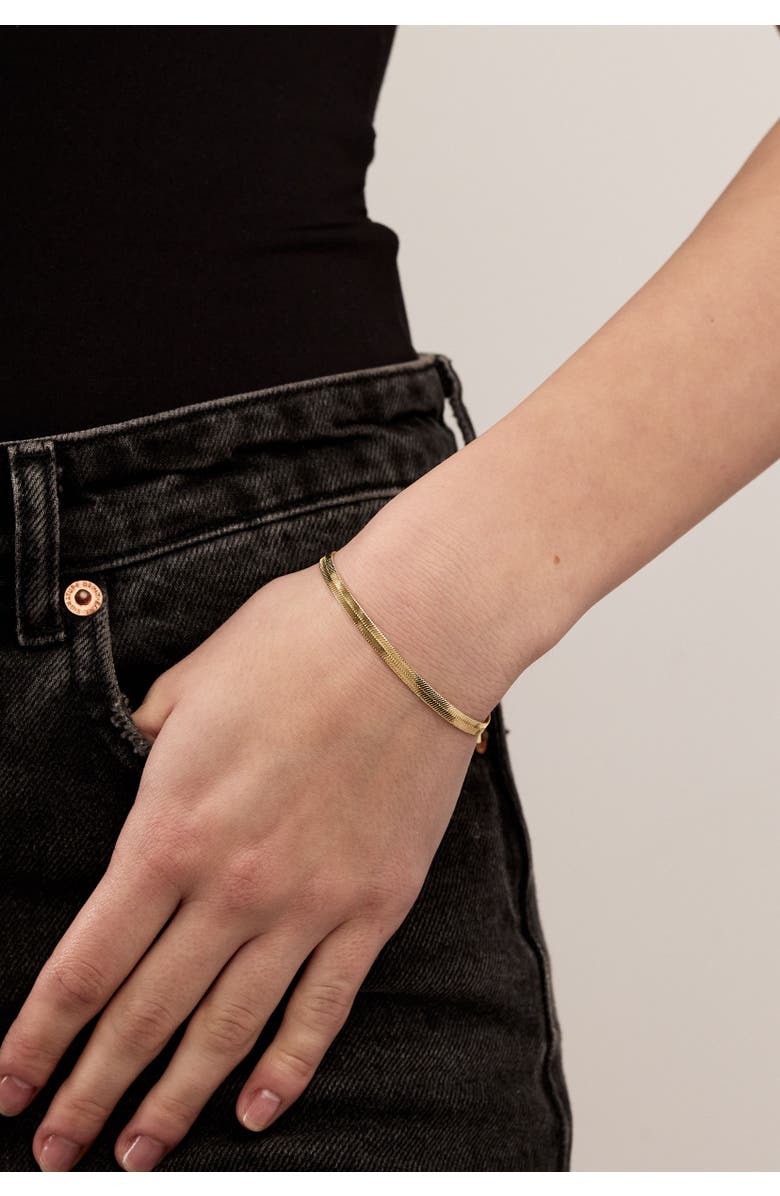 Electric Picks Python 18kt Gold Filled Herringbone Bracelet, Alternate, color, Gold