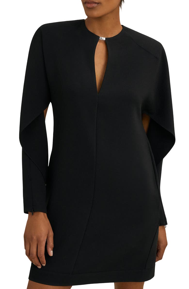 Reiss Atelier Lula Sheer Back Detail Long Sleeve Dress, Main, color, Black