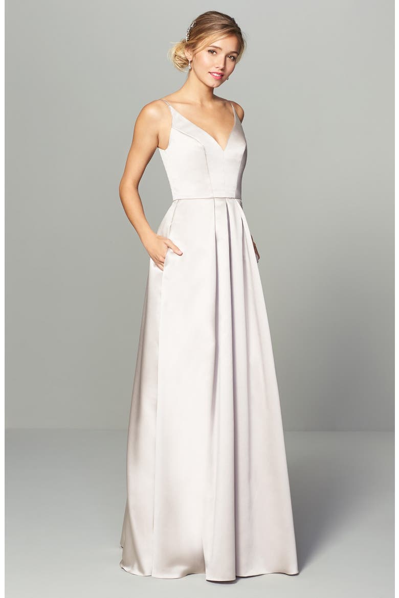 Sweetheart Neck Satin A-Line Gown, Alternate, color, CANDELIGHT