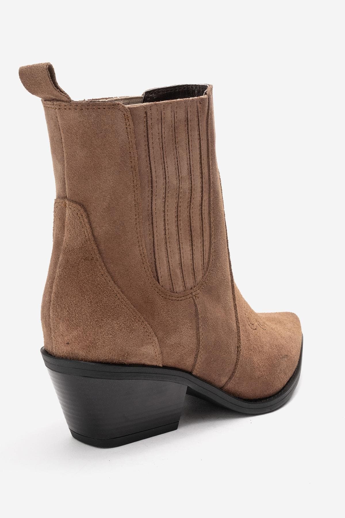 Forever & Always Shoes Julieta Leather Block Heel Western Boot, Alternate, color, Cognac Suede