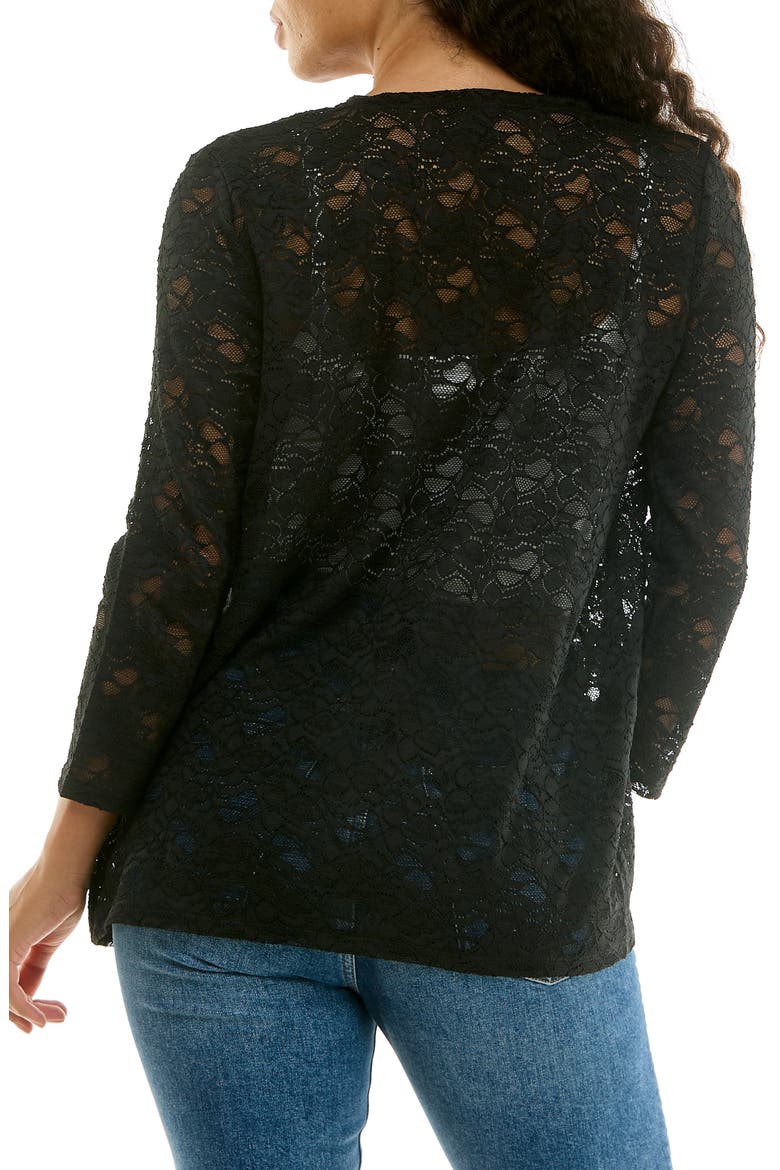 Lace Three-Quarter Sleeve Bolero, Alternate, color, BLACK