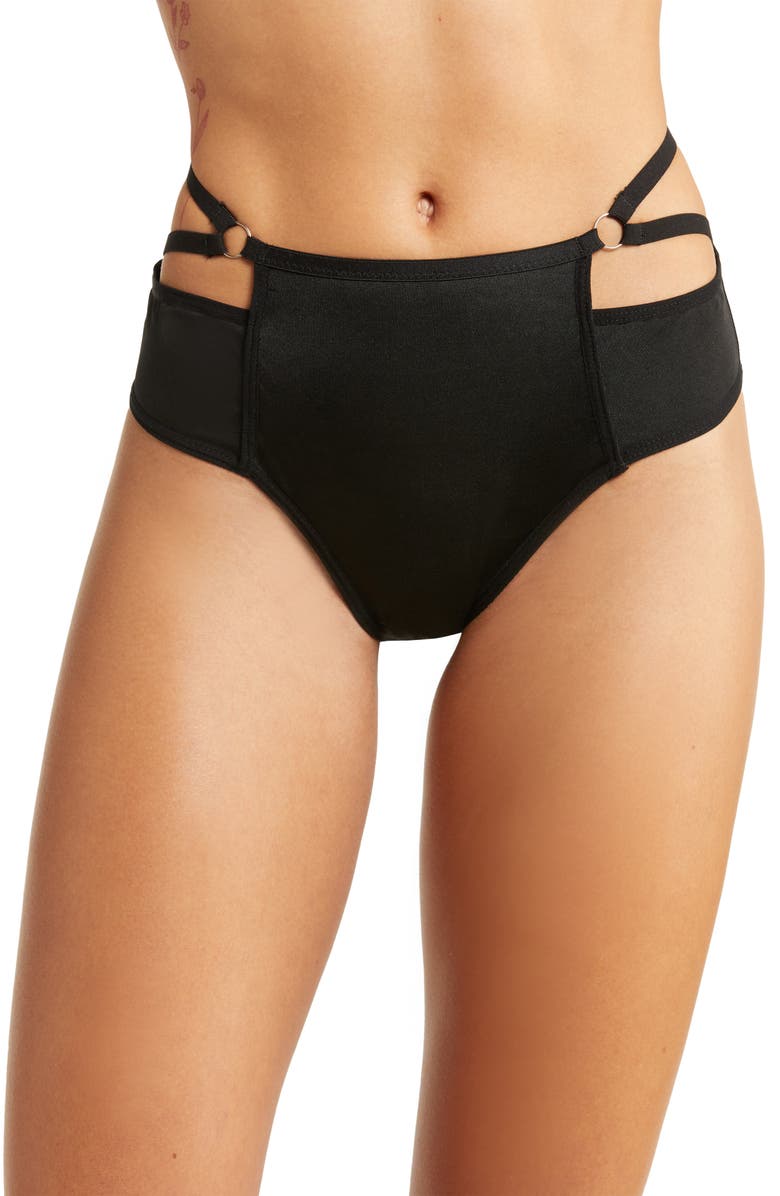 Hauty Strapped Up Bikini, Main, color, Black