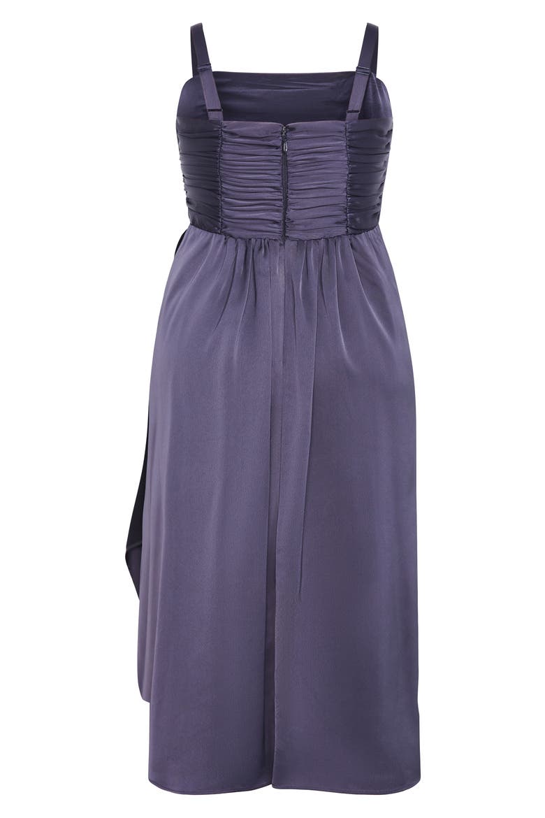 Ania Gathered Evening Dress, Alternate, color, SLATE