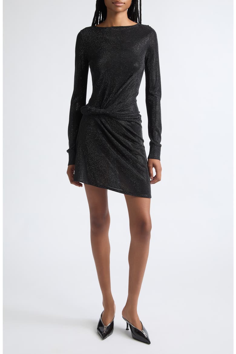Long Sleeve Twist Jersey Sweater Dress, Main, color, BLACK