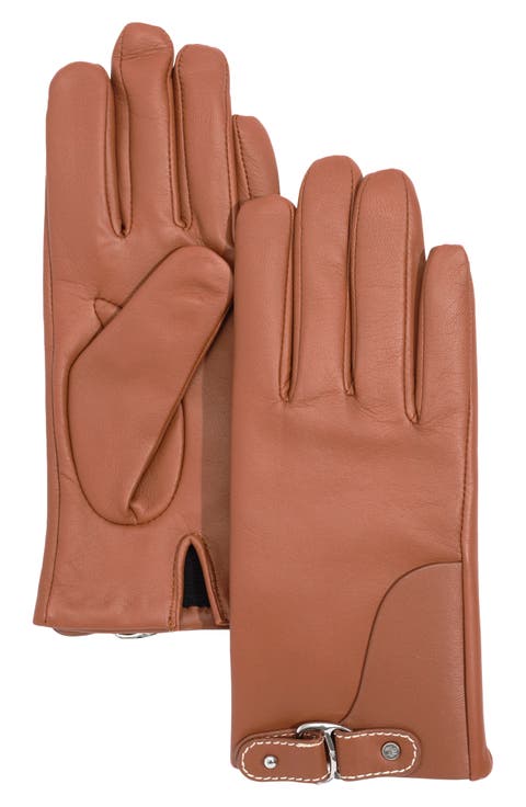 Saddle Buckle Leather Gloves