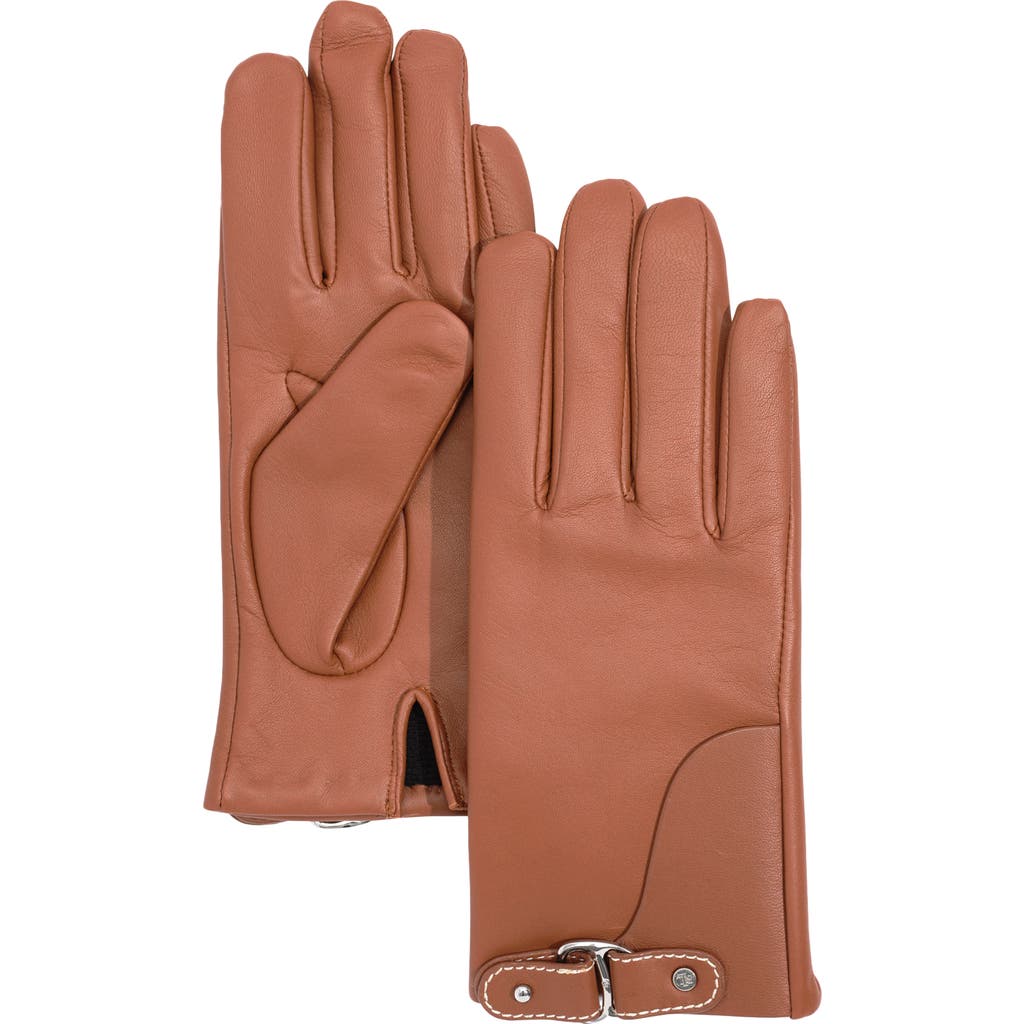 Ralph Lauren Lauren Saddle Buckle Leather Gloves In Brown