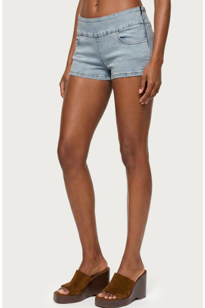 Zaida Stretch Denim Micro Shorts, Alternate, color, LIGHT-BLUE