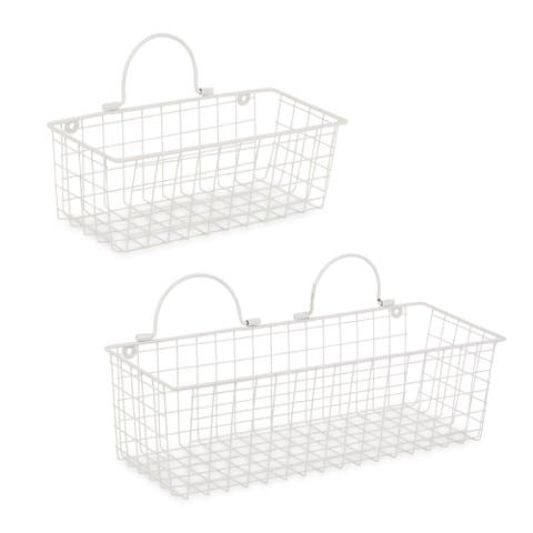 Assorted Farmhouse Wire Wall Basket Set/2