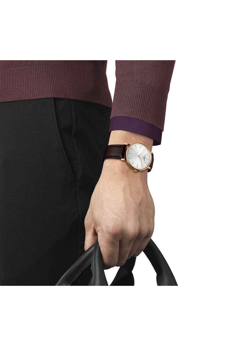 Tissot Everytime Leather Strap Watch, 40mm, Alternate, color, White