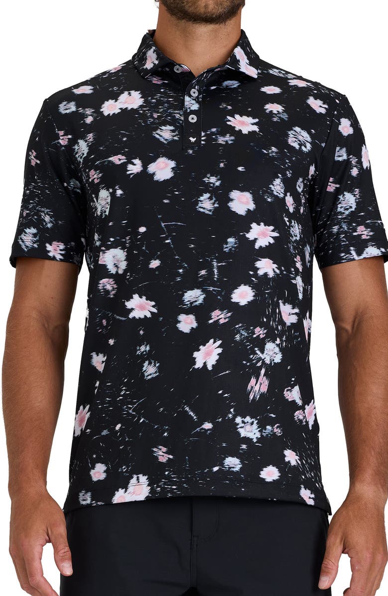 Bad Birdie Core Abstract Floral Print Performance Golf Polo, Main, color, Cosmos Chaos