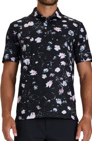 Bad Birdie Core Abstract Floral Print Performance Golf Polo