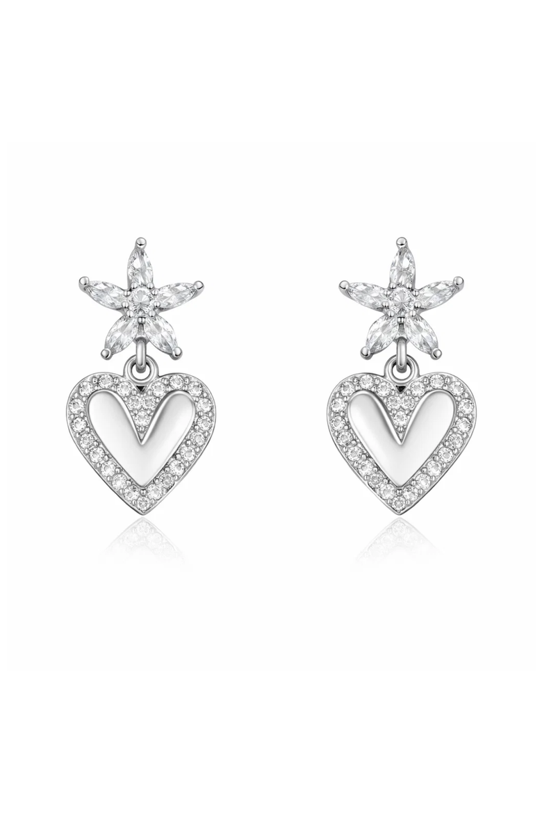 Bloom Heart Drop Earrings, Main, color, Silver