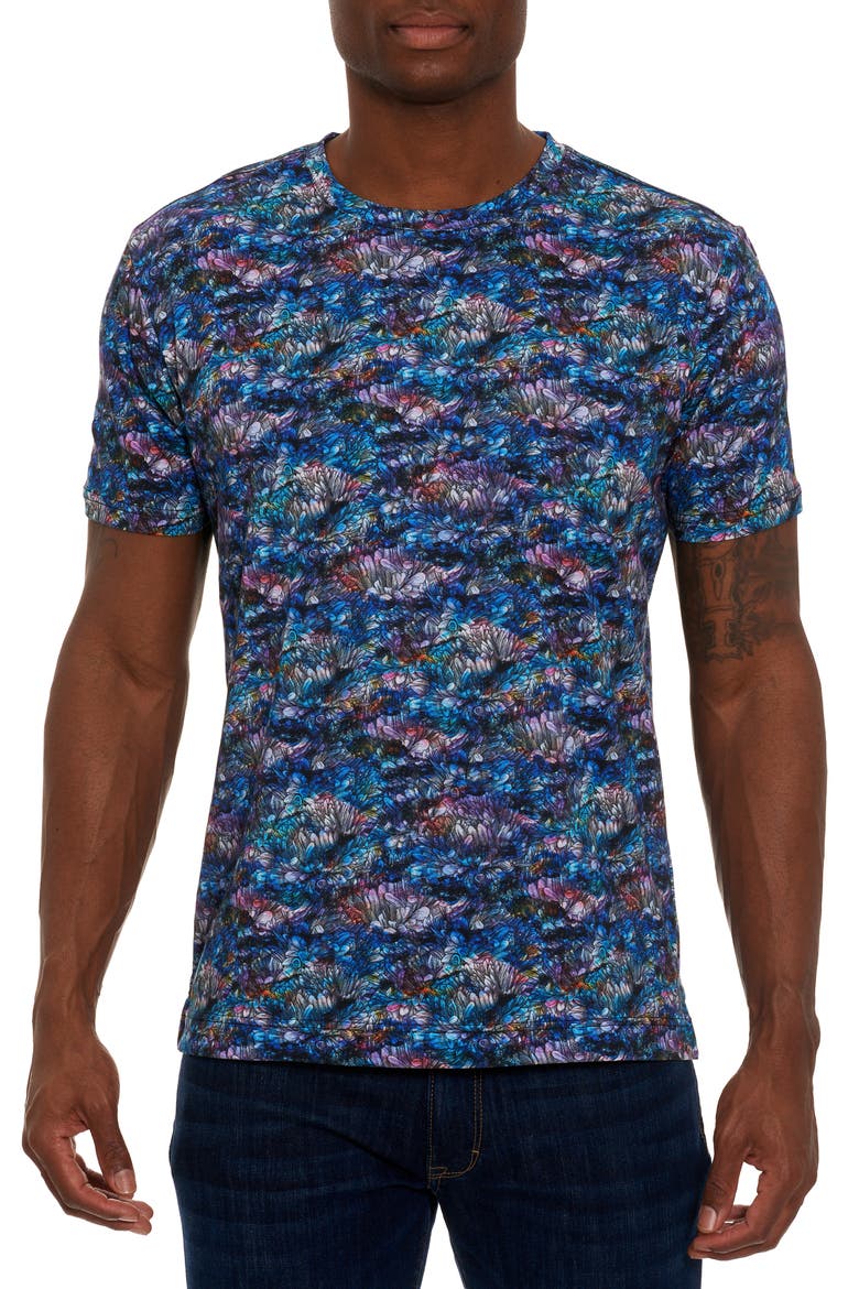 Flower in Space Cotton T-Shirt, Main, color, BLUE/MULTI