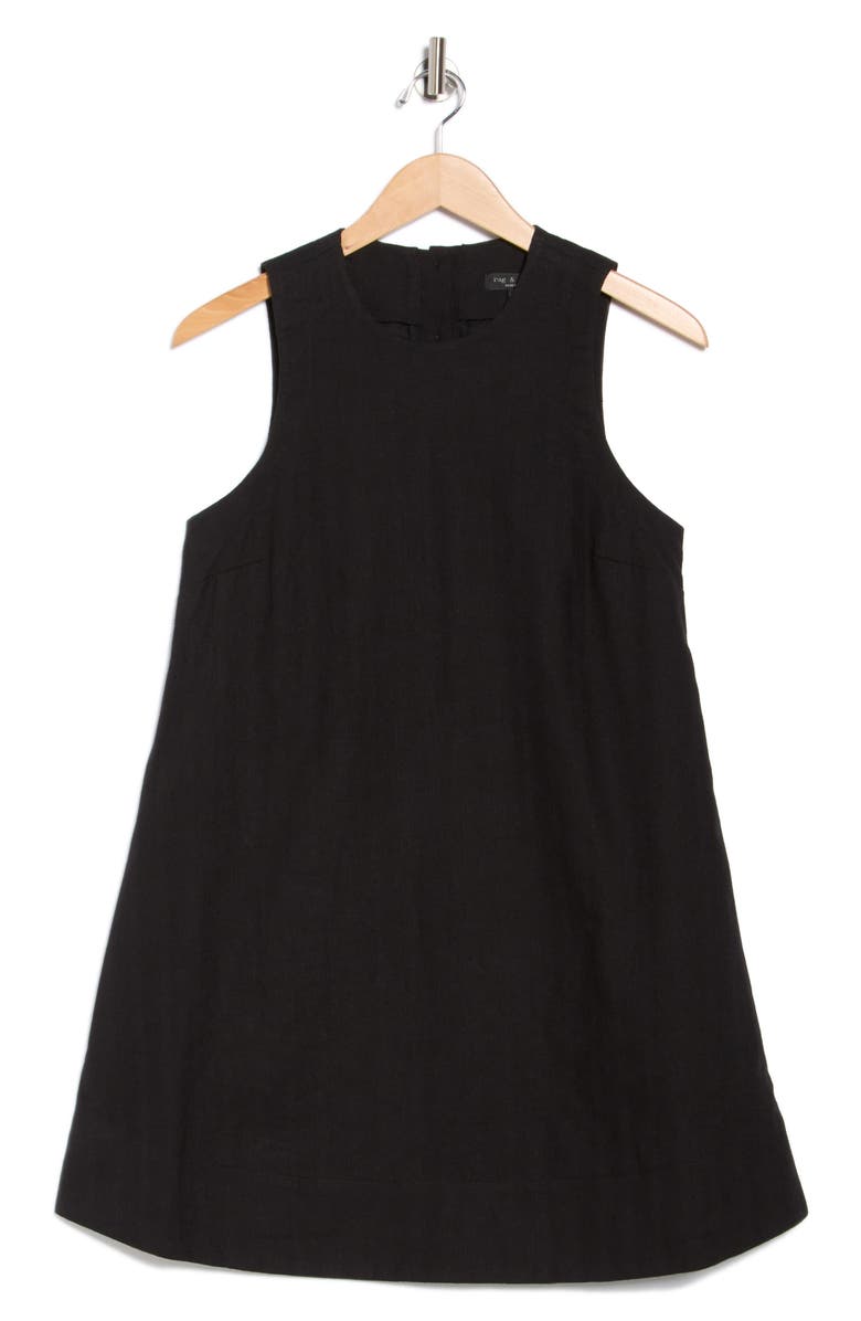 rag & bone Rosalind Sleeveless Cotton & Linen Trapeze Dress, Alternate, color, Black