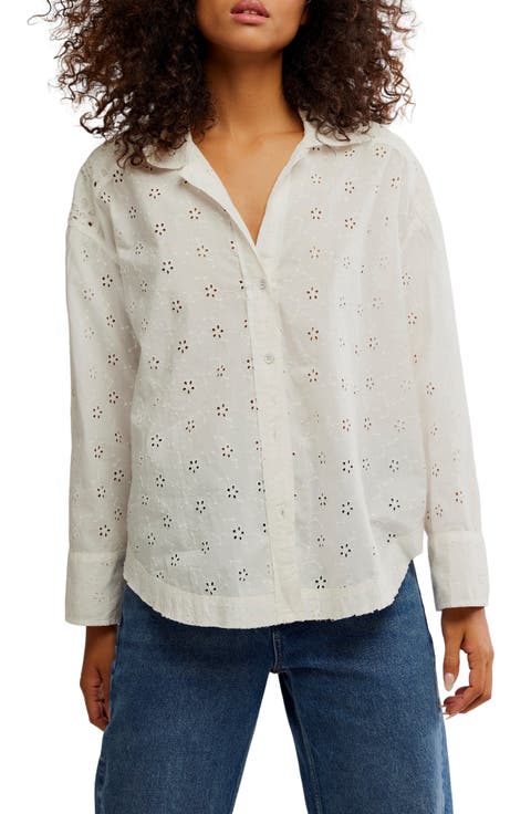 Mae Eyelet Button-Up Shirt