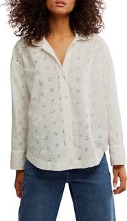 Free People Mae Eyelet Button-Up Shirt