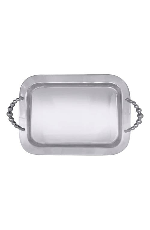Mariposa Pearled Rectangular Handled Service Tray In Silver