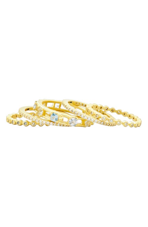 Freida Rothman Ocean Azure Cubic Zirconia Ring In Gold