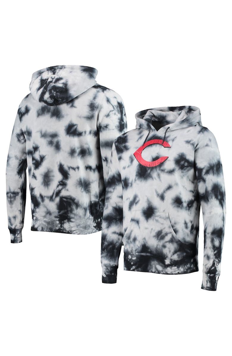 New Era Men's New Era Black Cincinnati Reds Tie-Dye Pullover Hoodie, Main, color, 
