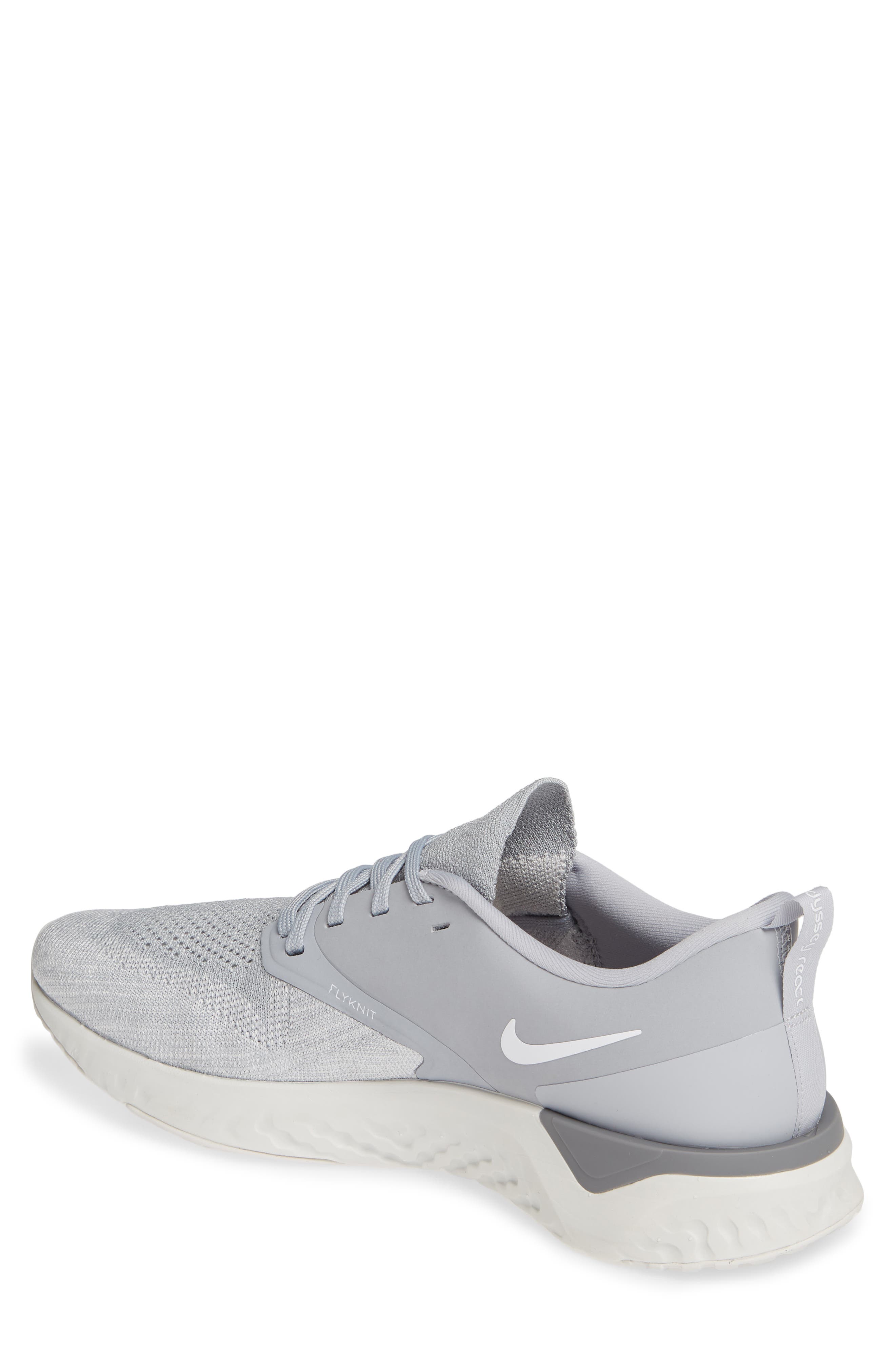 Odyssey React 2 Flyknit Running Shoe, Alternate, color, WOLF GREY/ WHITE/ PLATINUM