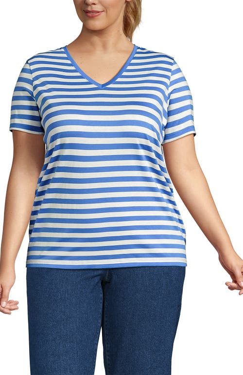 Lands' End Plus Size Relaxed Supima Cotton V-neck T-shirt In Blue