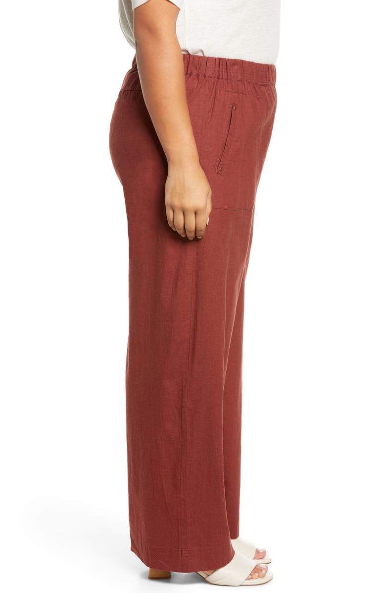 Wit & Wisdom High Waist Stretch Linen Blend Pants, Alternate, color, Burnt Henna