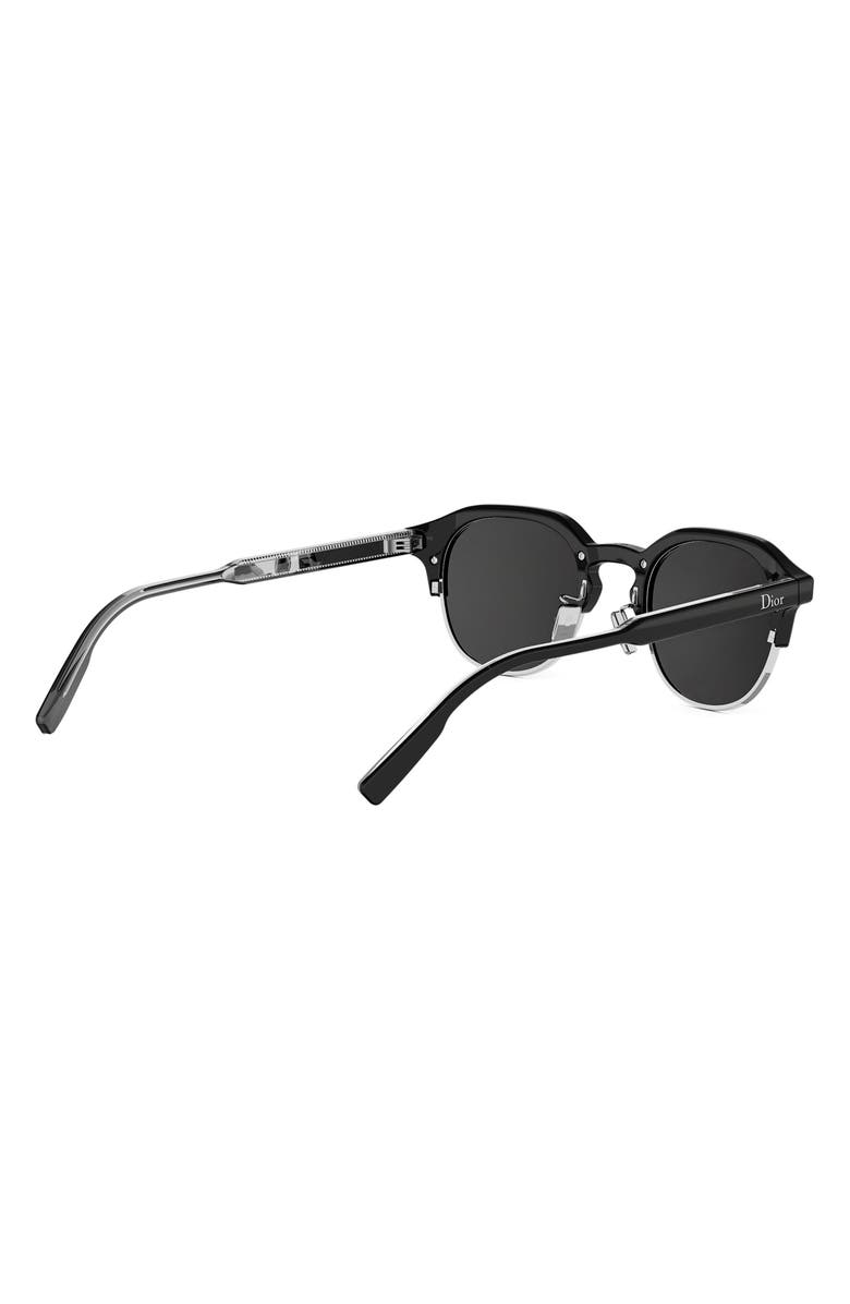 DIOR ibbon R1I 49mm Geometric Sunglasses, Alternate, color, Black/ Crystal / Smoke