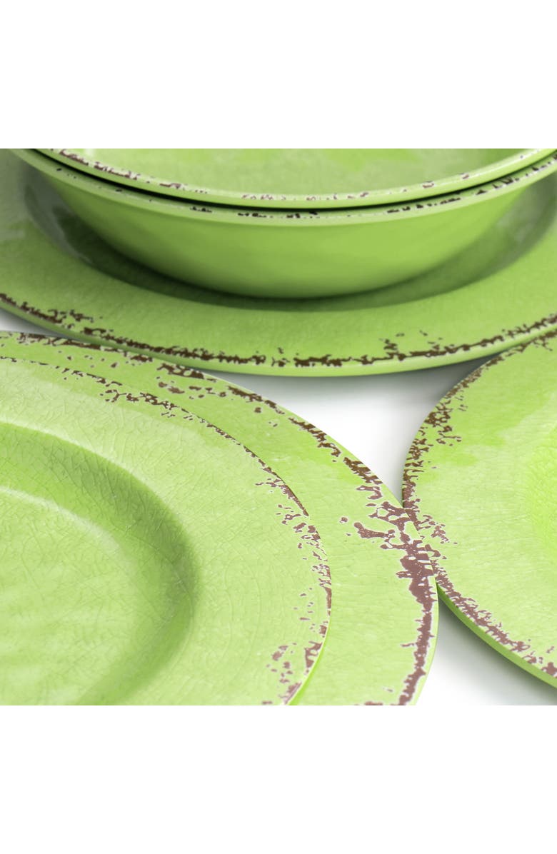 Gibson Mauna 12 Piece Melamine Dinnerware Set in Crackle Green, Alternate, color, Green