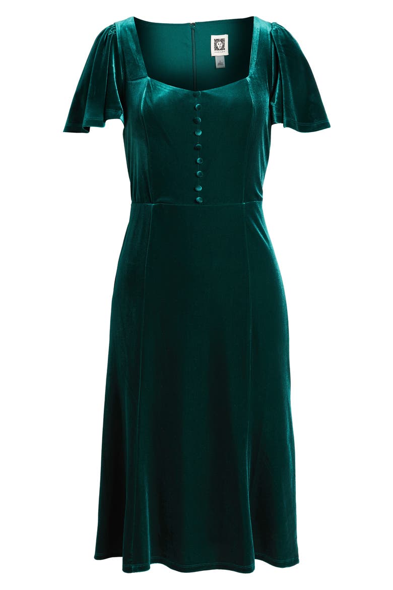 Flared Sleeve Velvet Dress, Alternate, color, MIDNIGHT PINE