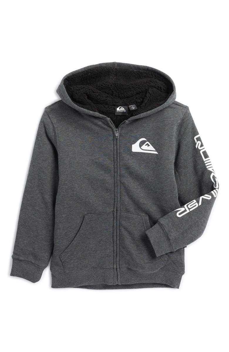 Quiksilver Kids' Faux Shearling Lined Full Zip Hoodie, Main, color, 