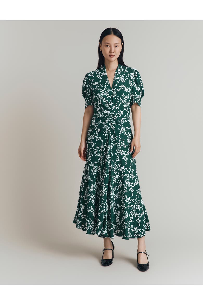 Capri Crepe Floral Midi Dress, Main, color, Green Trailing Florals