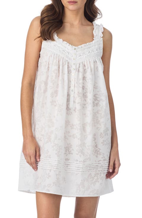 Floral Sleeveless Cotton Blend Chemise