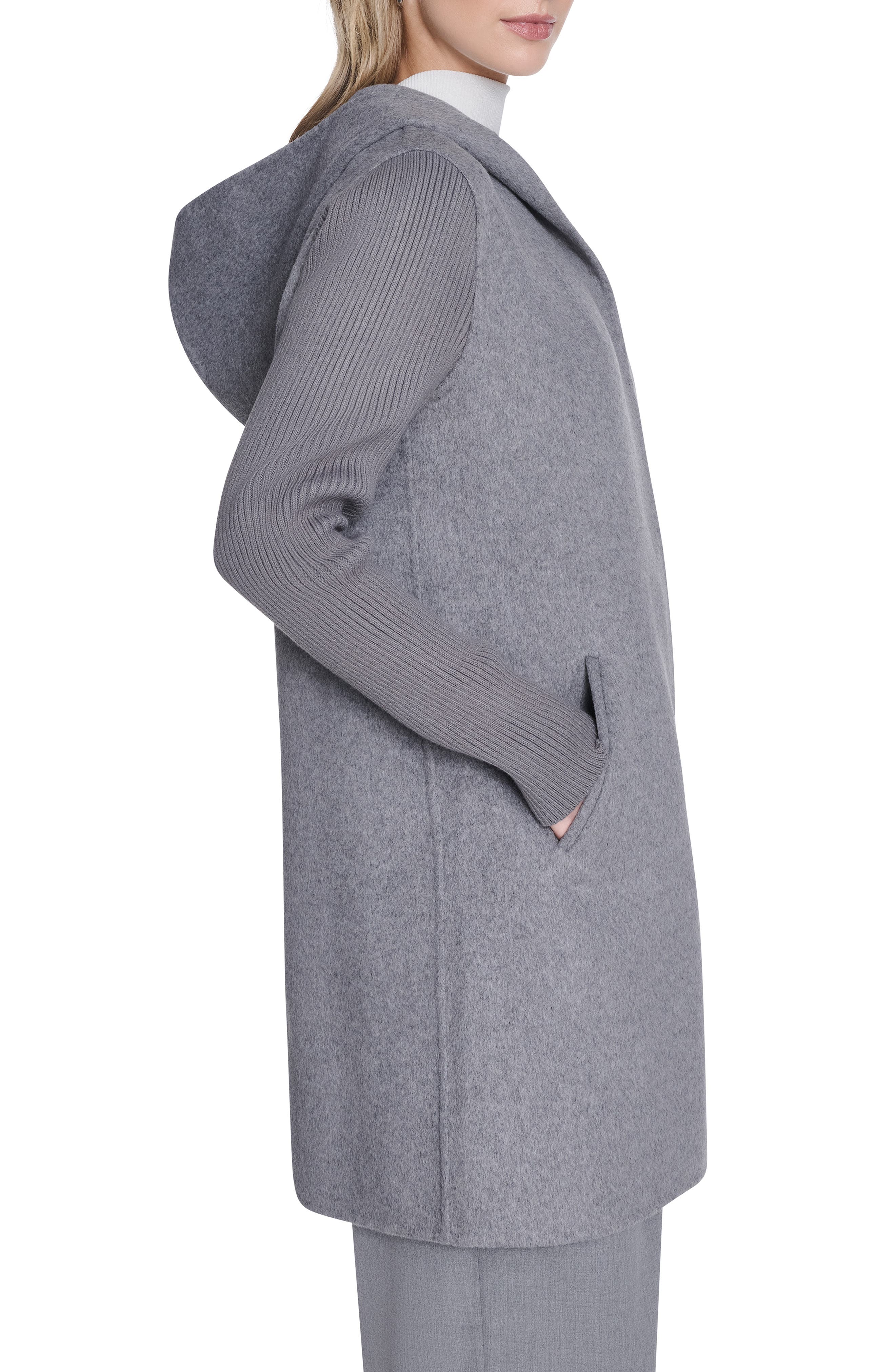 Double Face Wool Blend Hooded Coat - image 4